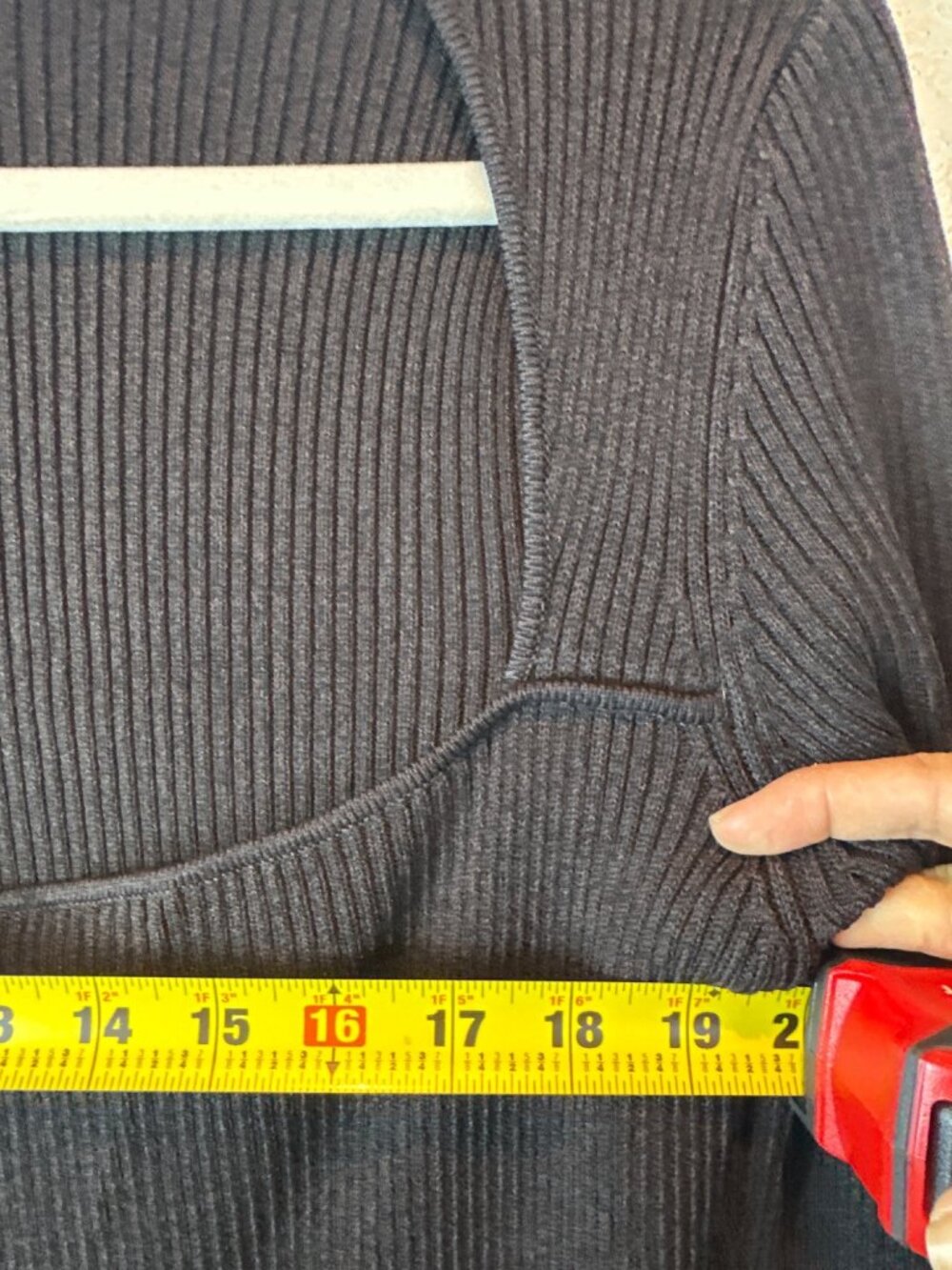 GANNI Ribbed Knit Dress Black Long Sleeve Square Neck Size XL Chic Minimal - Picture 7 of 10